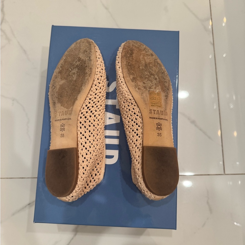 STAUD Alba Ballet Flat in Cream Crochet - Picture 6 of 7